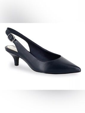 Easy Street Faye Navy Slingback Kitten Heel Pumps - Size 10M (NIB)